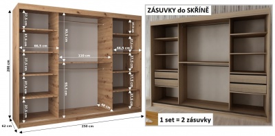 Šatní skříň Romana 1 - 250 cm