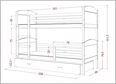 Patrová postel pro 3 děti Mateusz 3 200x90