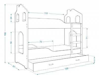 Patrová postel Dominik domek 160x80
