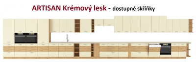 Kuchyňská skříňka Artisan krémový lesk - dolní 50 D 1F 1S dvířka + šuplík