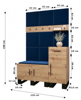 Předsíňová stěna Tina dub Artisan + Manila 26 - Sestava 5