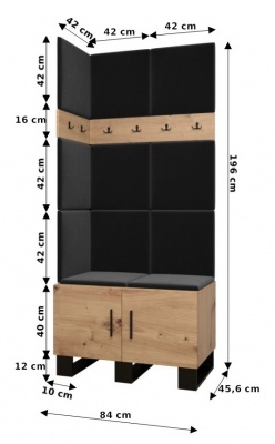 Předsíňová stěna Tina dub Artisan + Manila 35 - Sestava 11