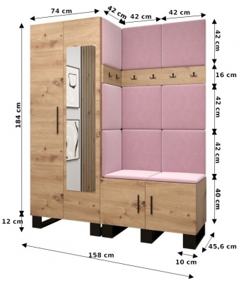 Předsíňová stěna Tina dub Artisan + Manila 18 - Sestava 14