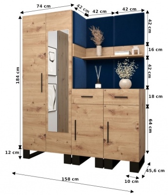 Předsíňová stěna Tina dub Artisan + Manila 09 - Sestava 15