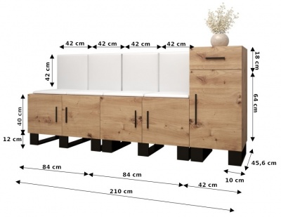 Předsíňová stěna Tina dub Artisan + Manila 09 - Sestava 17