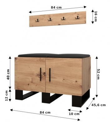 Předsíňová stěna Tina dub Artisan + Manila 09 - Sestava 21