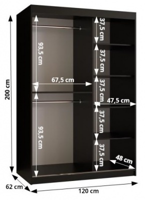 Šatní skříň Břečťan 2 120 cm - černý mat