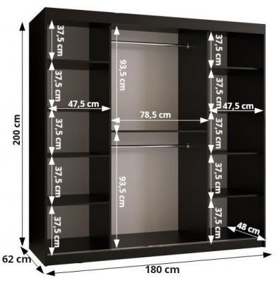 Šatní skříň Poleno 180 cm - bílý mat