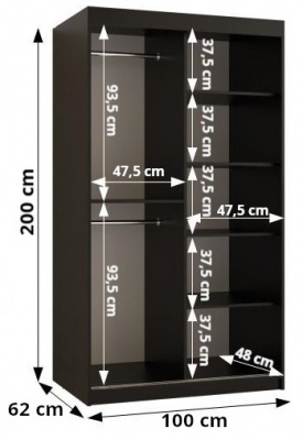 Šatní skříň Flora 100 cm - bílý mat