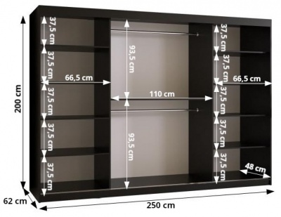 Šatní skříň Flora 250 cm - bílý mat