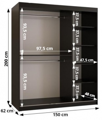 Šatní skříň Borka 1 150 cm - bílý mat