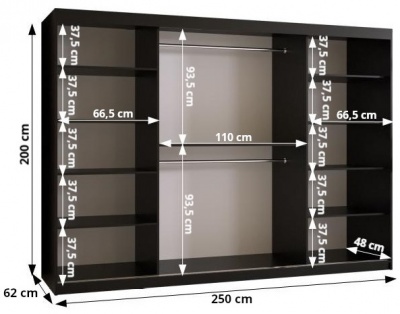 Šatní skříň Král T1 - 250 cm