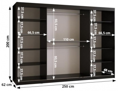 Šatní skříň Král T3 - 250 cm