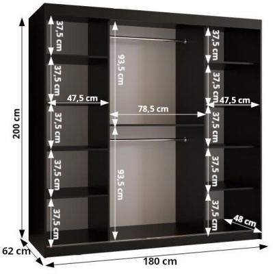 Šatní skříň Tafla Vlnka 1 - 180 cm