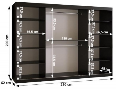 Šatní skříň Tafla Vlnka 1 - 250 cm