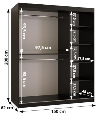 Šatní skříň Tafla Vlnka 2 - 150 cm