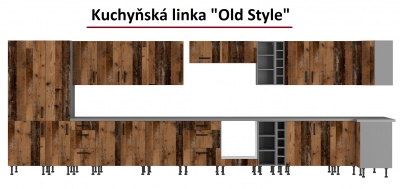 Kuchyňská linka OldStyle 310 cm - Sestava 1