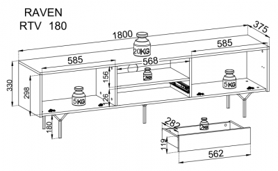 Televizní stolek RTV180 Raven