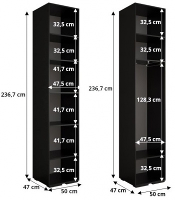 Šatní skříň Vela 1 bílý mat - 50 cm