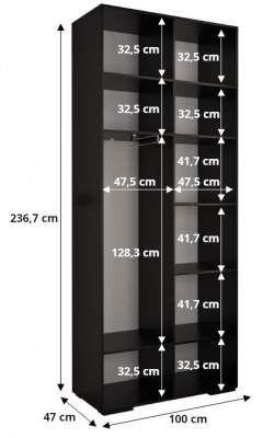 Šatní skříň Vela 1 bílý mat - 200 cm