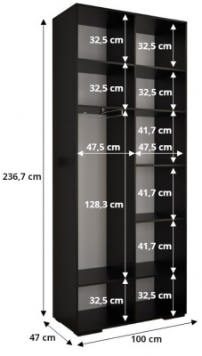 Šatní skříň Vela 1 bílý mat - 250 cm