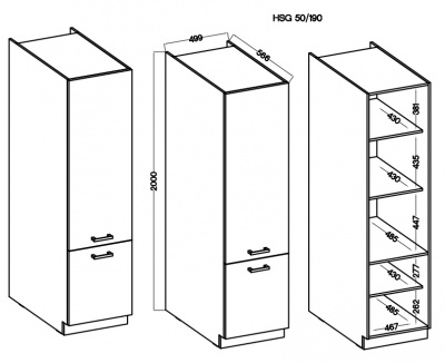 Kuchyňská skříňka Maria - sloupek HSG 50/190 ZPW