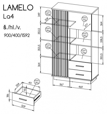 Obývací stěna Lamelo - Sestava 1