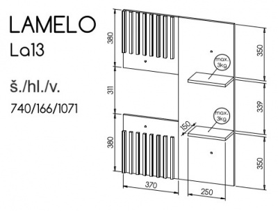 Obývací stěna Lamelo - Sestava 3