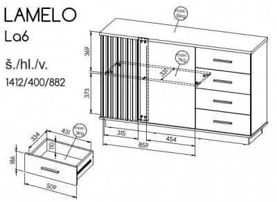 Komoda Lamelo LA6