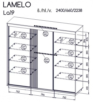 Šatní skříň s posuvnými dveřmi Lamelo LA19