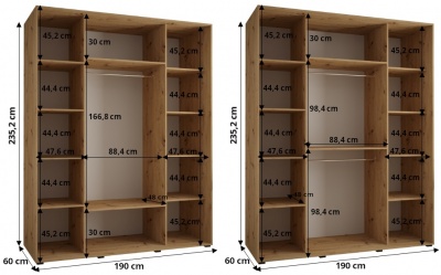 Šatní skříň Olinka 190 (hloubka 60 cm) - černá + černá