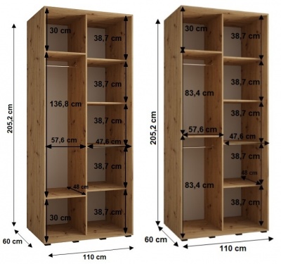 Šatní skříň Sofinka 110 (hloubka 60 cm) - bílá + bílá