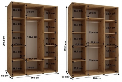Šatní skříň Sofinka 160 (hloubka 60 cm) - černá + Artisan