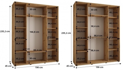 Šatní skříň Drahuška 2 190  (hloubka 45 cm) - Kašmír + černá