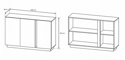 Komoda ARCO F 138 bílý mat/bílý lesk/dub Grandson - VELKÁ SLEVA - SKLADEM 1 ks