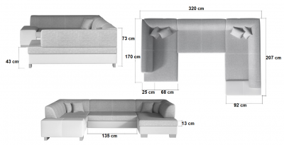 Rohová sedací souprava Havana- Berlin 1/ecokůže Soft 11