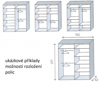 Skříň Jamajka 150 bílo-šedá